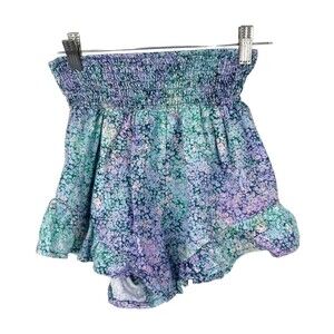 Wild Fable Linen Floral Culotte Shorts | Women’s XS Blue Purple Pull-On